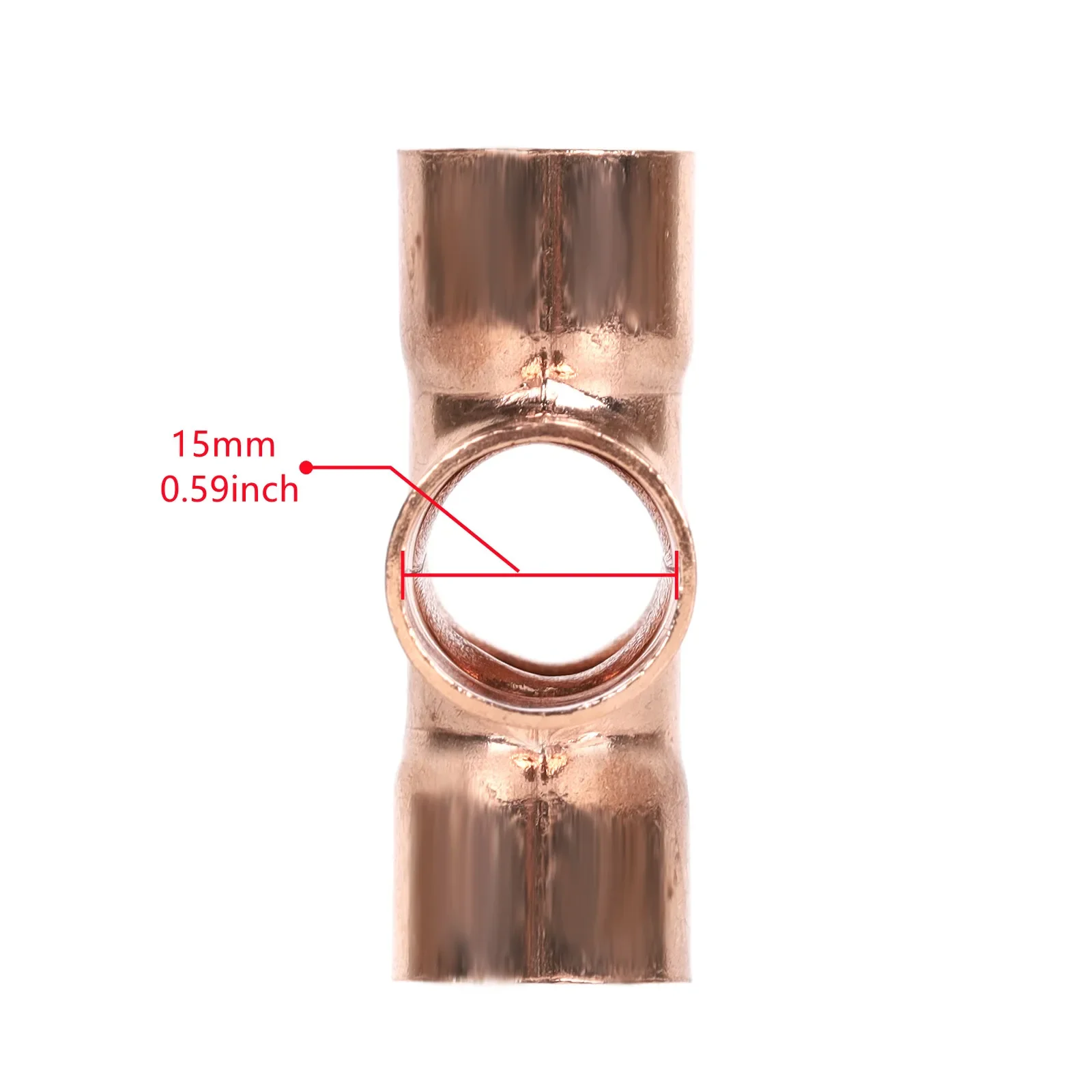5Pcs/Lot 4-Way Copper Cross Union Pipe Fitting Inner Diameter:15mm for Air-Conditioning System Piping Connections Welding