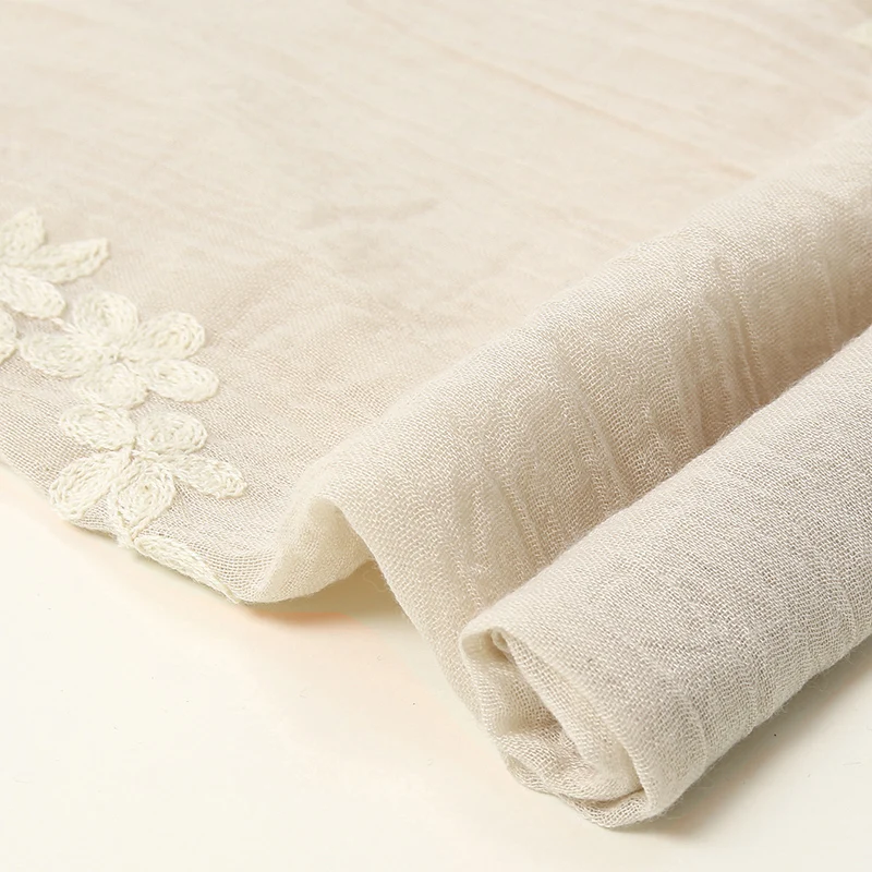 Elegant Embroidery Floral Scarf Shawls Muslim Woman Hijab Lady Viscose Shawl Soft Solid Color Long Wraps Casual Stole Headband