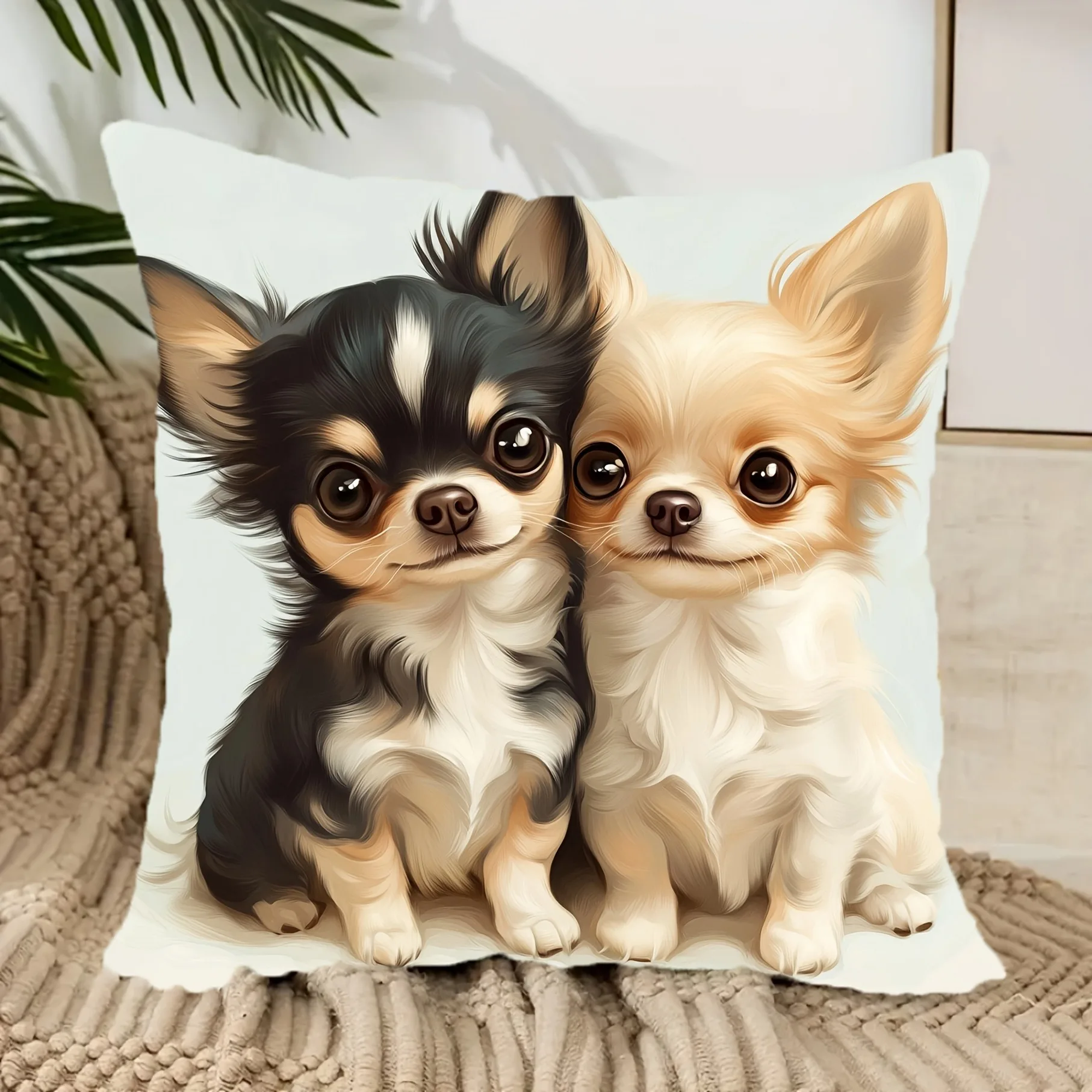 Vintage Chihuahua Dog Pillow Cover 45x45cm Zipper Closure Decorative Cushion Case Home Office Decor Pillowcase