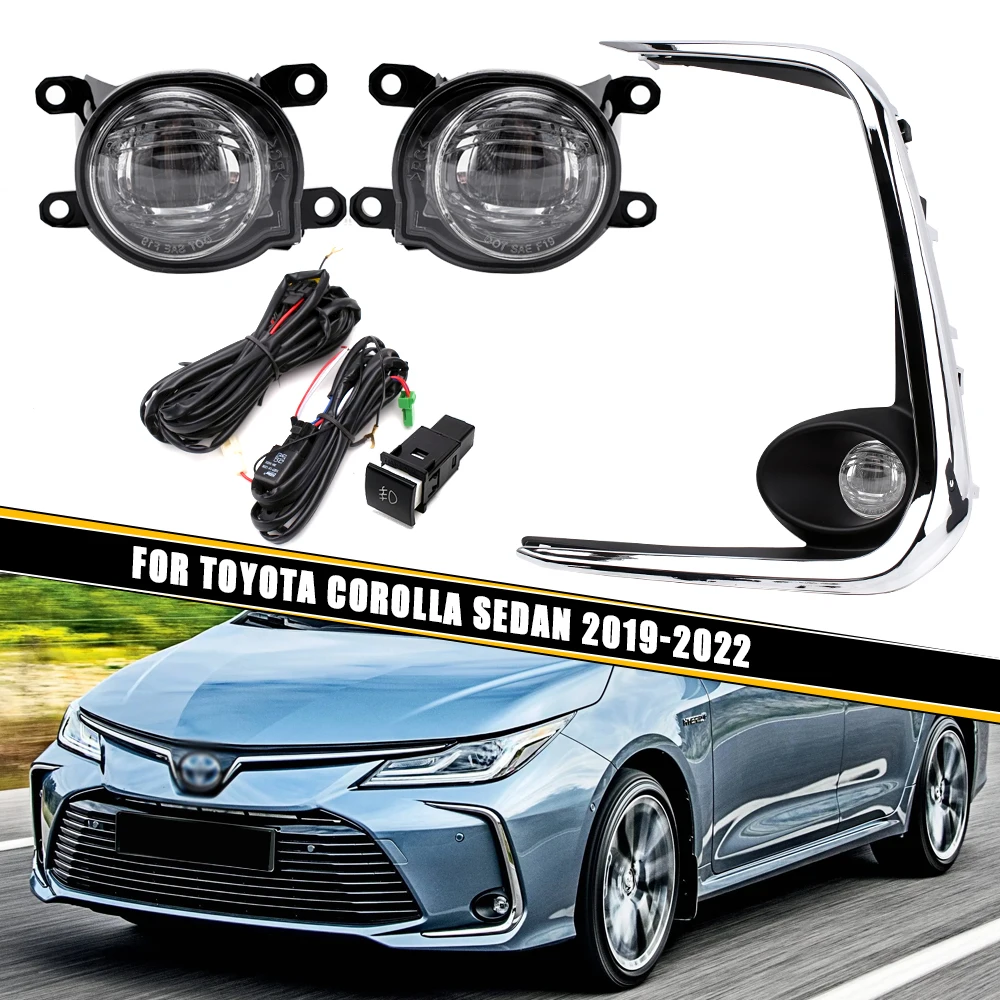 Front Bumper Fog Lamp Upgrade Kit FOR TOYOTA COROLLA SEDAN 2019 2020 2021 2022 Version Additional Foglight Set Switch + Wiring