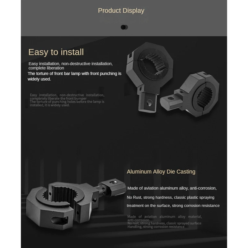 

Dne-z2Pc Light Bar Mount Kit 28-50mm Universal Work Light Tube Clamp Mounting Bracket Rotatable 360° for Motorcycle Crash