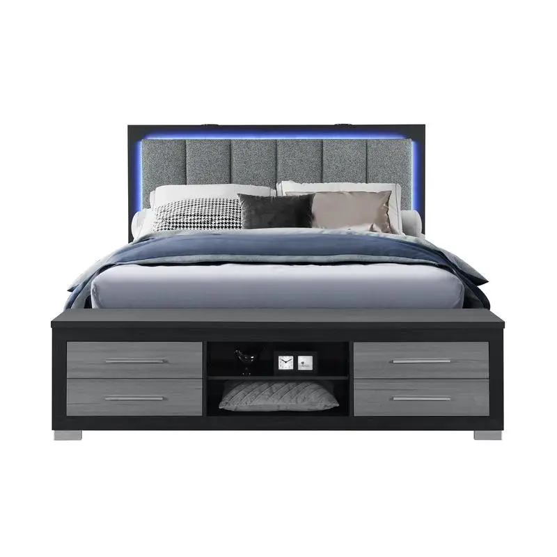 

Black-Grey Queen Bed with Modern Design and Durable Frame for Bedroom Décor