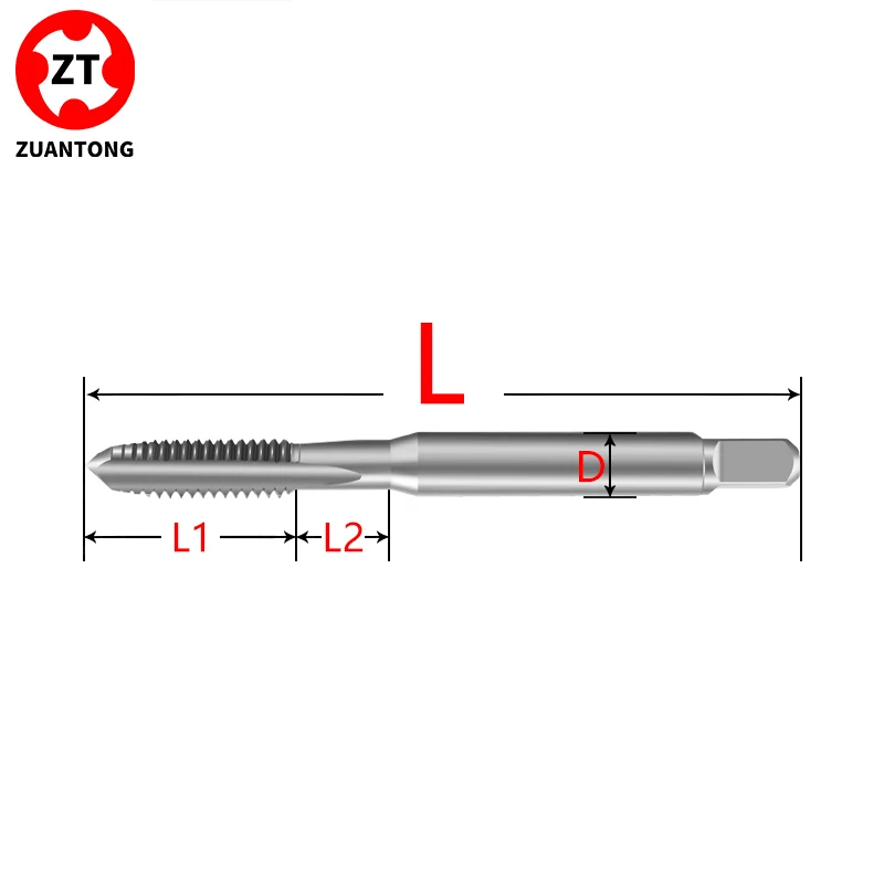

ZUANTONG HSSE-M35 Left Hand JIS Standard Straight Fluted Hand Tap Without/TIN Coating UNC 4-40~1/2-13 Machine Screw Thread Tap