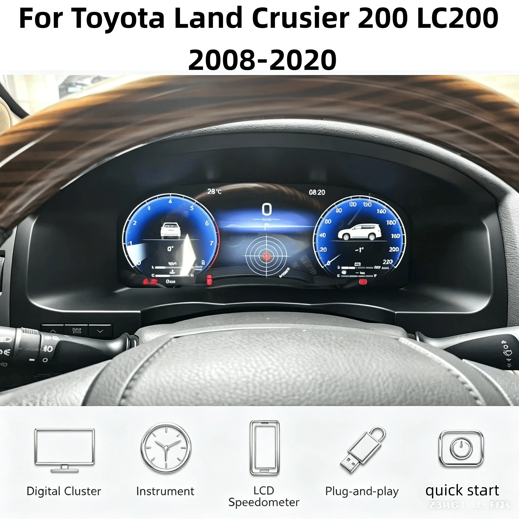 Digital Odometer Cluster For Toyota Land Crusier 200 LC200 2008-2020 Dashboard Virtual Cockpit Instrument Panel Speedometer Scre