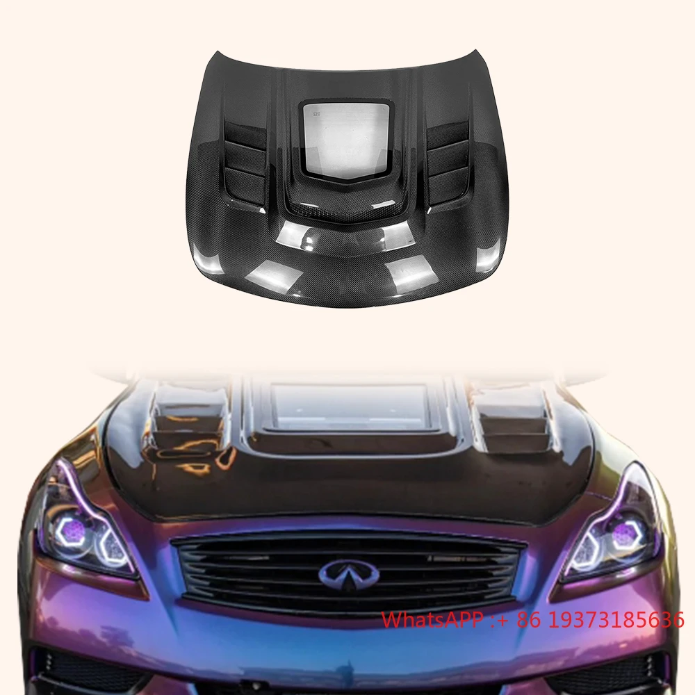 For Infiniti G37 4 Door Sedan 08-13 Carbon Fiber Clear Glass Vented Front Hood