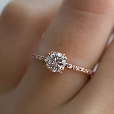 Moonso Rose Gold Silver Color Ring Fashion Promise Ring for Simple Halo Ring for Women Christmas Gift Girl Love Jewelry R5036