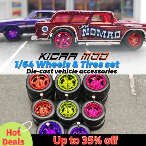 분리형 타이어가 있는 자동차 전기도금 휠, 핫 휠 매치박스용 5 스포크 재장착 부품, D:11mm + 13mm 1 세트, 1/64 모델 