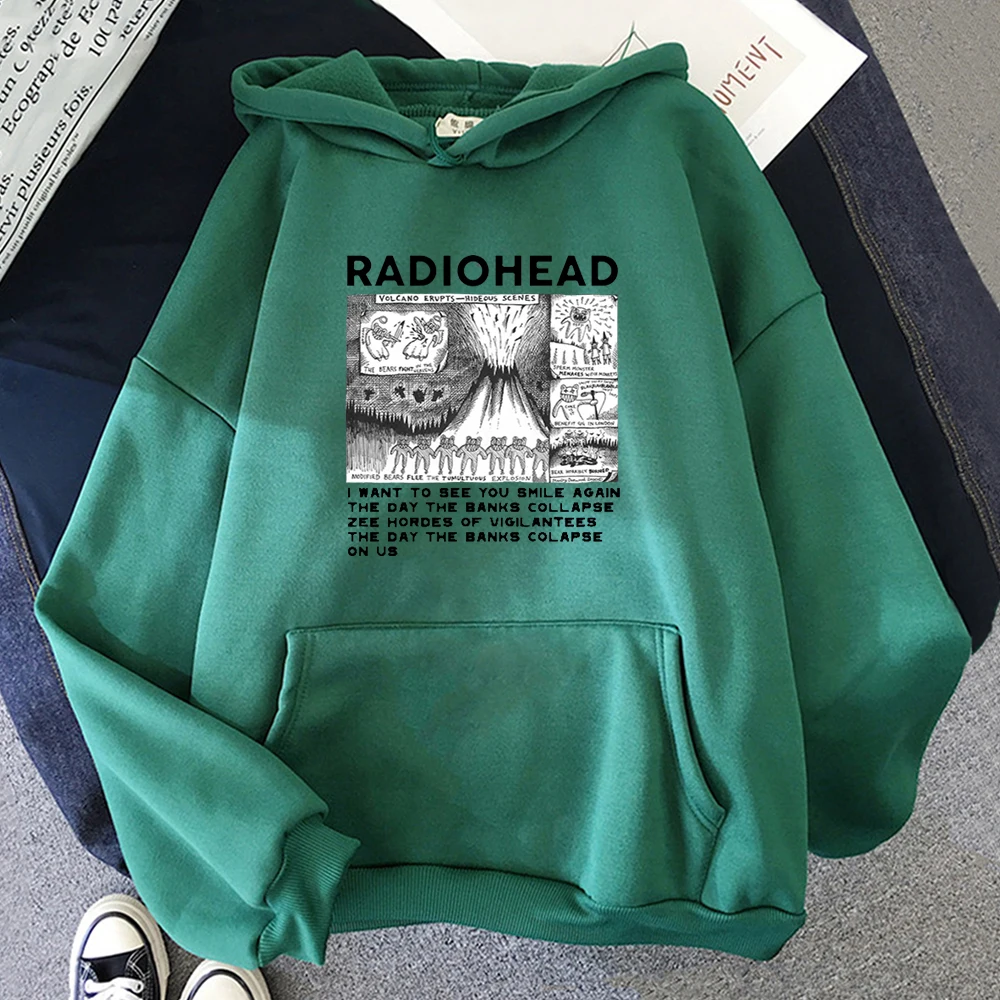 RockIndie Rock Radiohead طباعة هوديي رجل/امرأة البلوفرات هوديس كم طويل الصوف الشارع الشهير Harajuku الذكور بلايز بلوزات