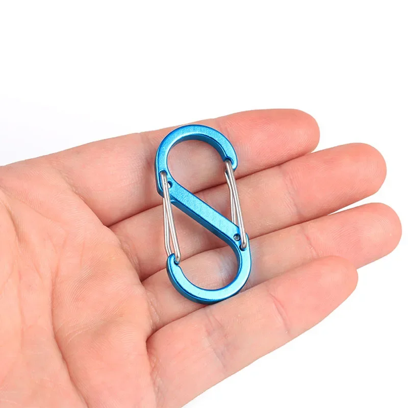 5Pcs Aluminum Alloy Carabiner S-shaped Bilateral Hanging Buckles for Outdoor Sports Climbing Ring Locking Bottle KeyChain