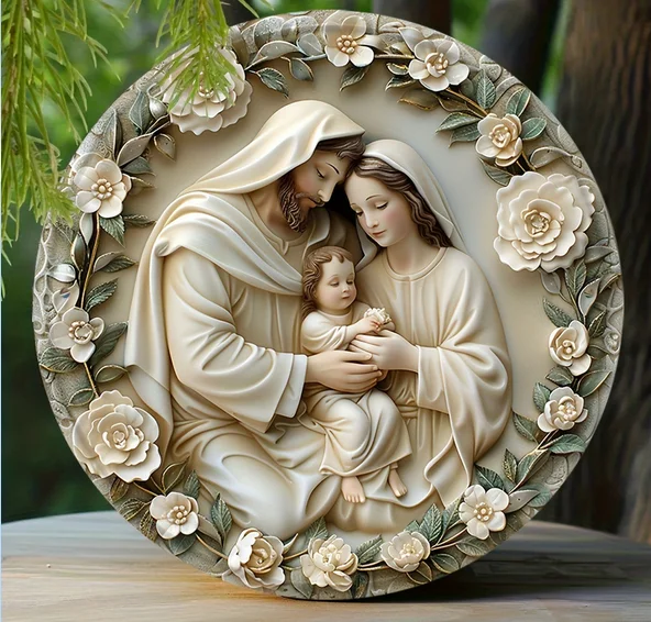 

Best Material European Character Thickened round aluminum Jesus Birth outfit Decorative Pendant thick circular wall-mounted