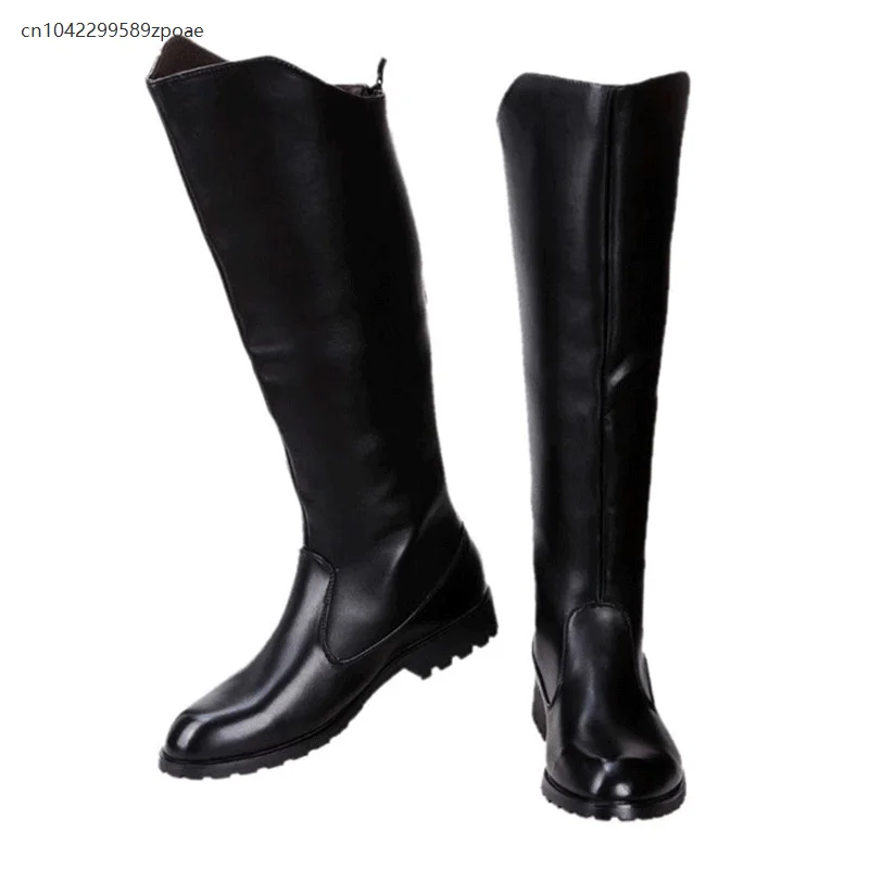 British-Style High-Quality Over-the-Knee Boots for Men Fall/Winter 2025 PU Leather Square-Heel Cowboy Boots Rider Boots