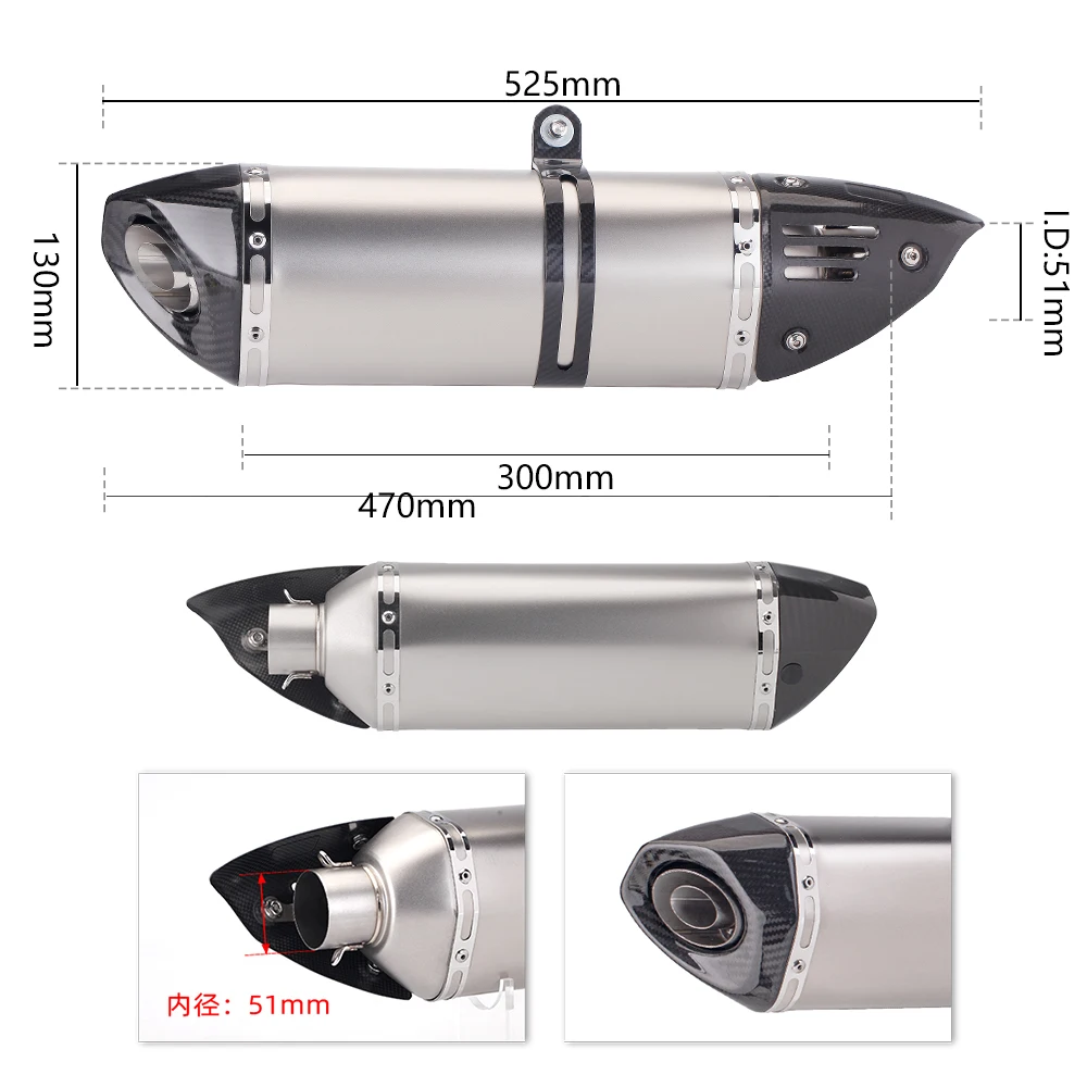 Slip On For 2016-2022 CB400 CBR400 CB500F CB500X CBR500 CBR500R  Carbon Exhaust Muffler view 3