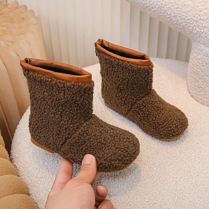 

Winter Baby Girl Shoes Plush Warm Kids Snow Boots Children Casual Cotton Shoes Soft Sole Anti-slip Infant Shoes