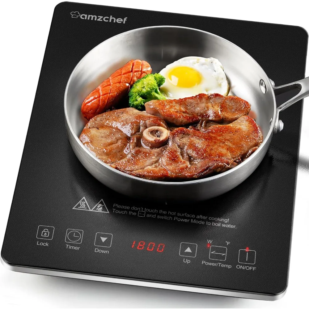 

Portable Induction Cooktop, Stove Burner With Ultra Thin Body, Low Noise Hot Plate With Sensor Touch With 8 Power Levels