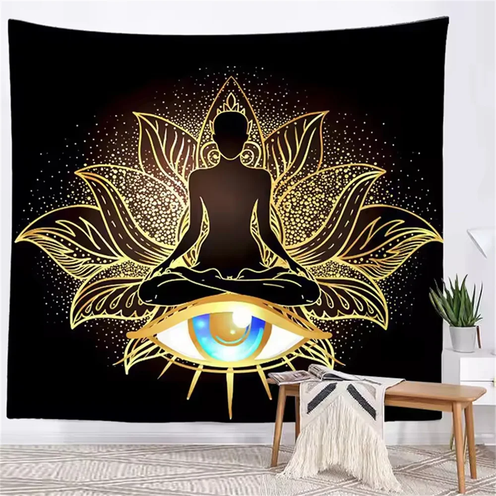 

Zen Lotus Design Meditation Chakra Tapestry Wall Hanging Seven Chakra Tapestry Indian Buddha Decoration Aesthetic Banner