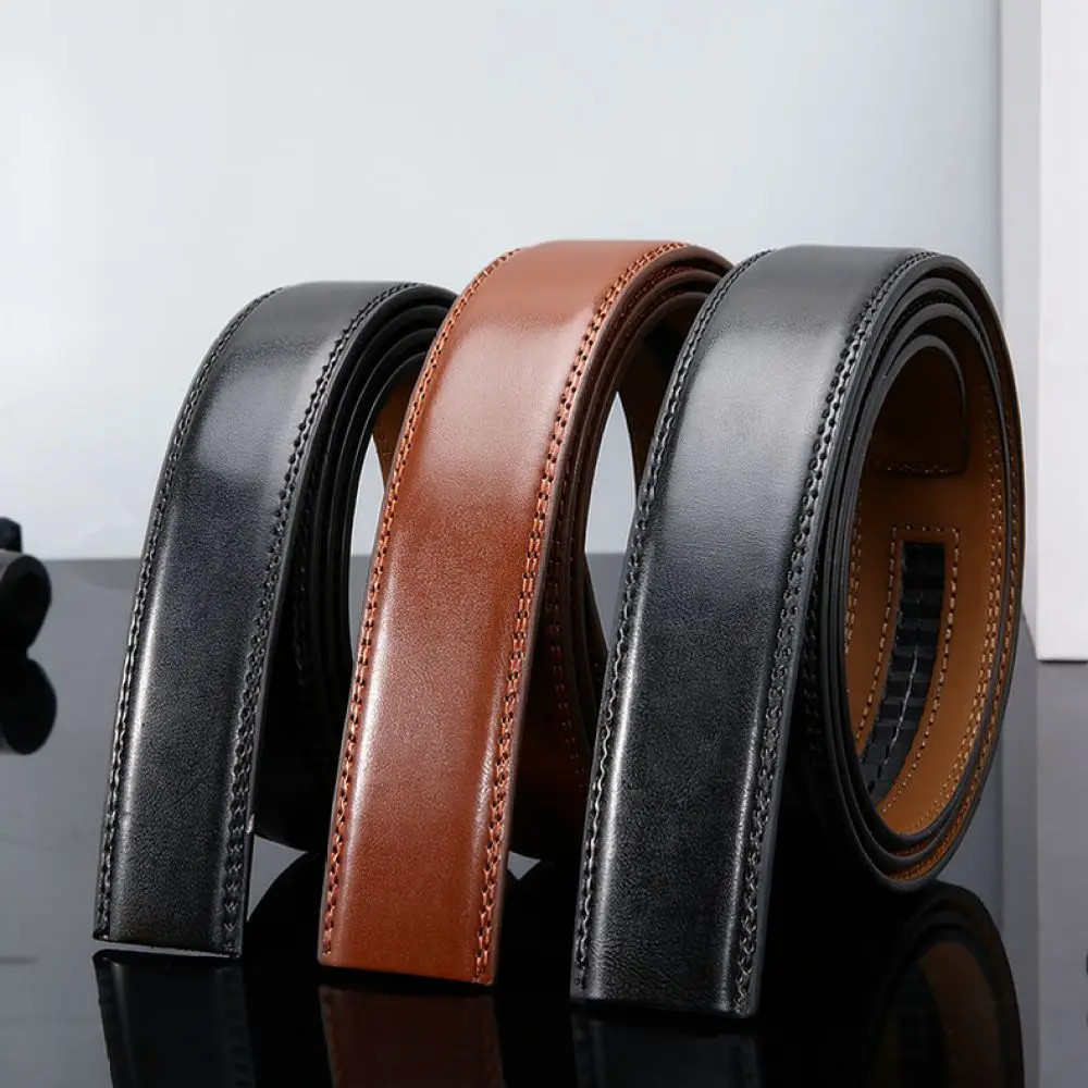 Leather Mens Belt Strap Replacement Automatic Buckle Fashion Business Casual Minimalist Cowhide Waistband Decor
