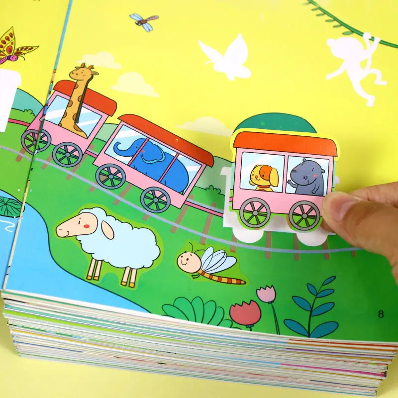 Focus Training Stickers, Children's Hands-on and Brain Teasing Fun Puzzle Games Stickers Book for Ages 2-6