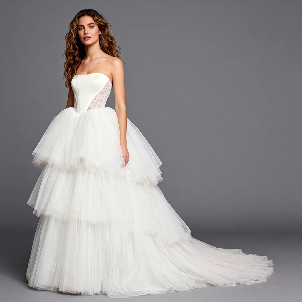 2026 vestido de baile sem mangas vestido de casamento em camadas tule trem destacável vestido de noiva vestidos de ocasião sob medida para ocasiões especiais