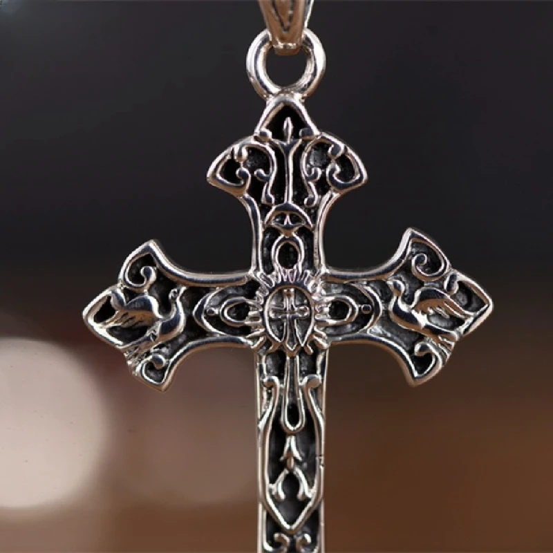 Imagem -04 - Sterling Silver Cross Pingentes para Homens e Mulheres Nova Moda Videira Eterna Totem Jesus Amuleto Jóias Bocai-s925