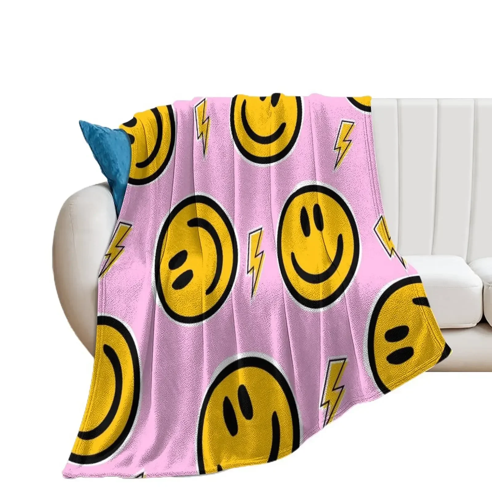 

Preppy School Supplies, Preppy Aesthetic, Preppy, Pink, Smile, Smile Face, Happy Face Throw Blanket Summer Beddings Blankets