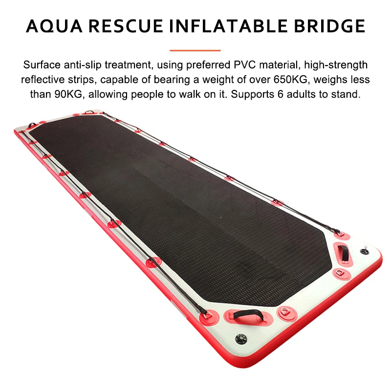 Customized water rescue high buoyancy durability wear-resistant water rescue inflatable bridge to perform rescue tasks