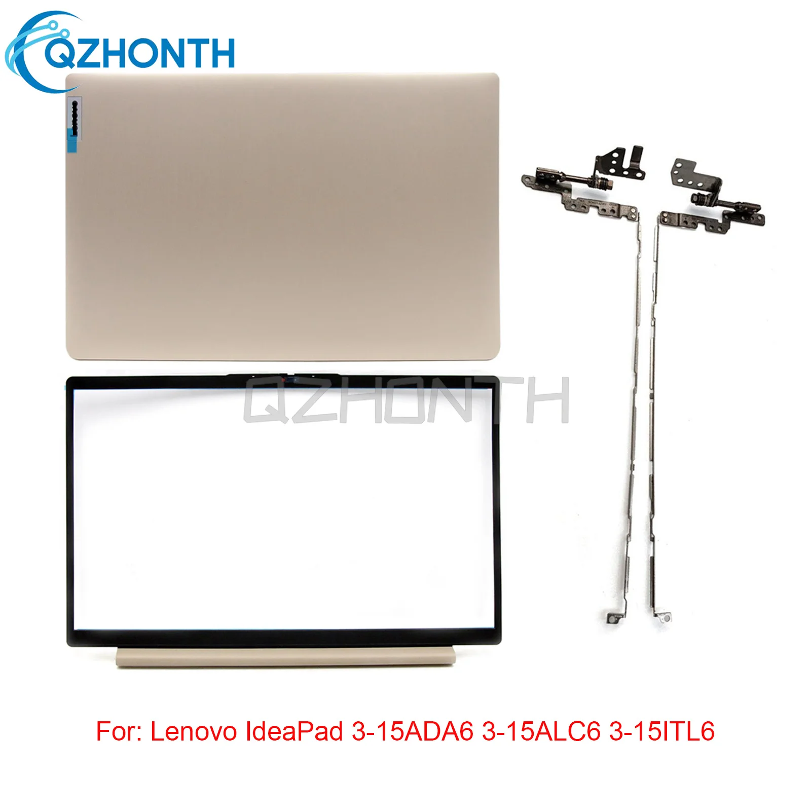 New LCD Back Cover + Front Bezel + Hinges For Lenovo IdeaPad 3-15ADA6 3-15ALC6 3-15ITL6 (2021 Version) (Gold) 15.6