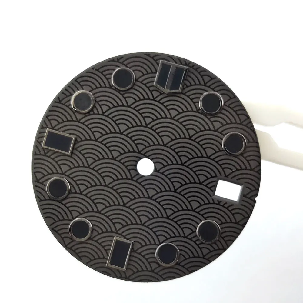 28.5mm watch dial nh35 dial Fish scale dial Wave dialC3 Green night light For NH35 NH36 Movement Watch replacement parts