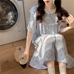 French Style Floral Pajamas Women's Summer 2024 New Thin High-quality Loungewear Nightdress Can Be Worn Outside