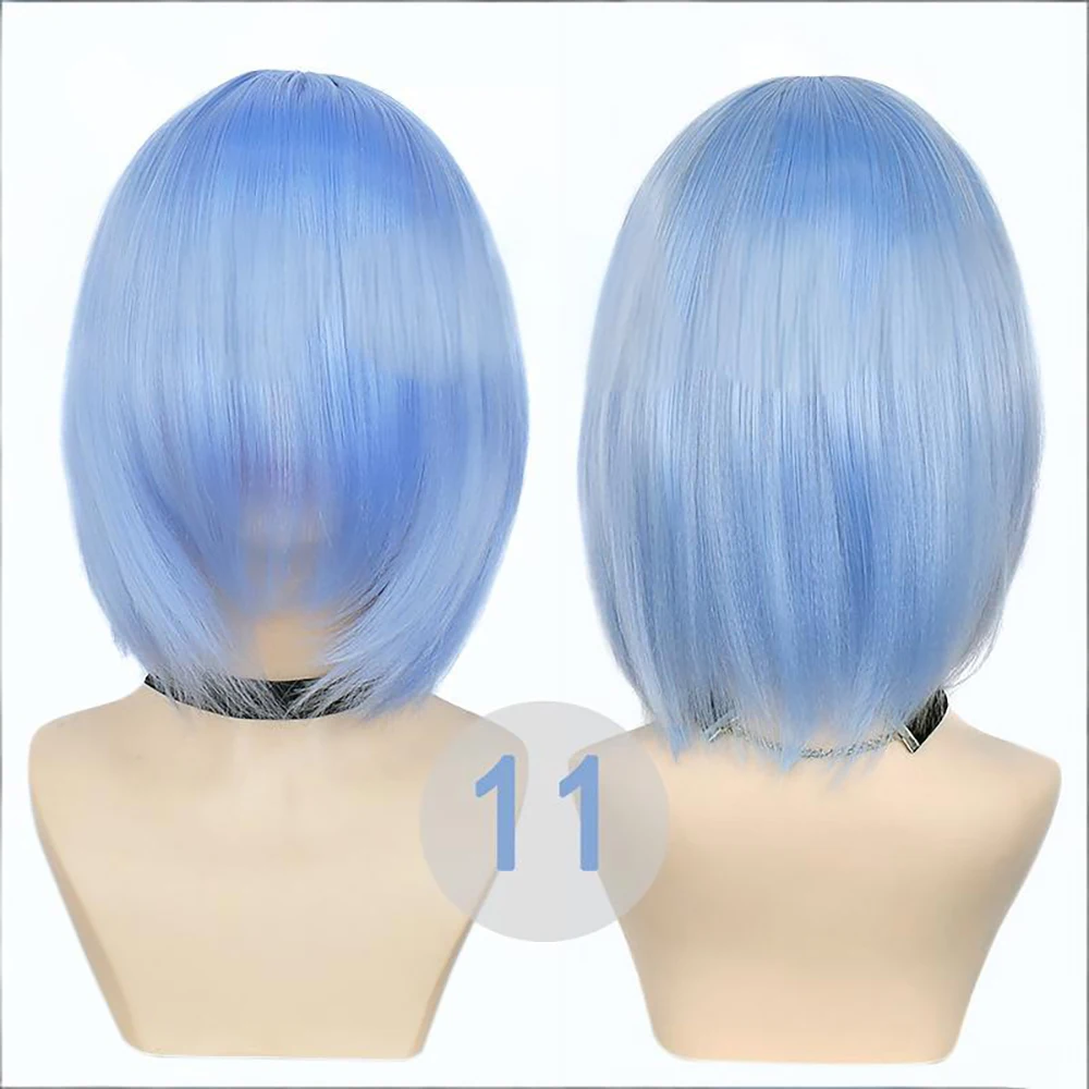 Peruca Sintética de Alta Qualidade de 30cm Unissex para Cosplay, Cabelo Curto Liso com Franja, Adequada para Uso Diário, Festas e Role-Playing, Resistente ao Calor