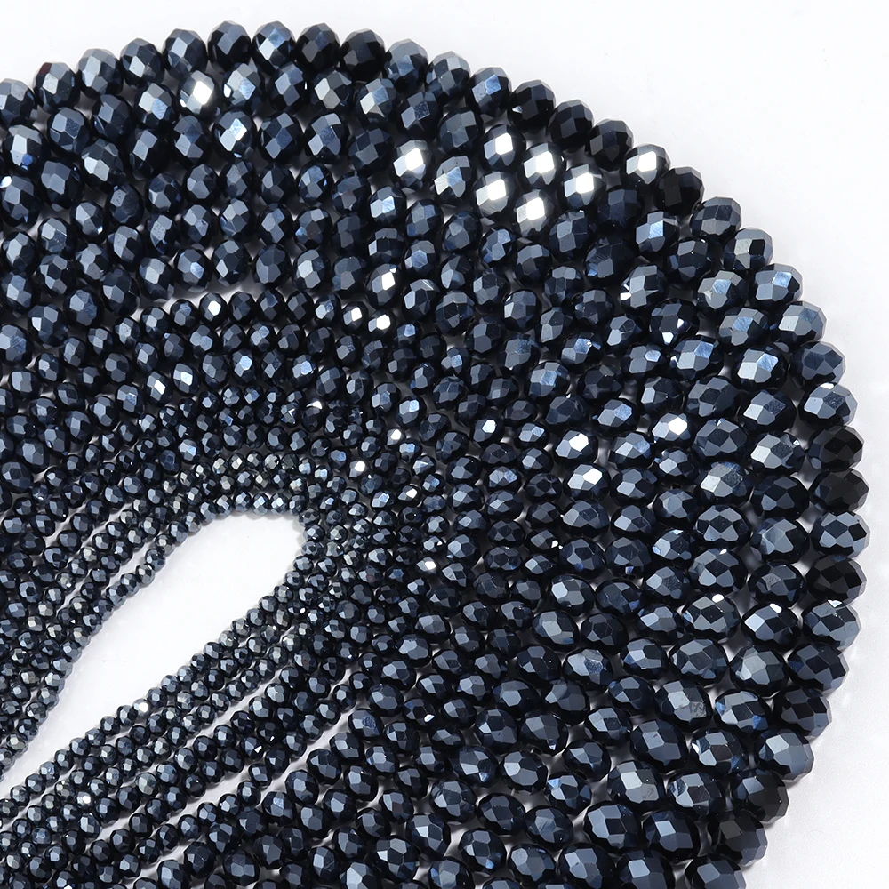 

1 Strand Length 40cm Natural Black Spinel Faceted Beads Round Loose Beads Shinny Stone For Jewelry Making DIY Bracelet Necklace