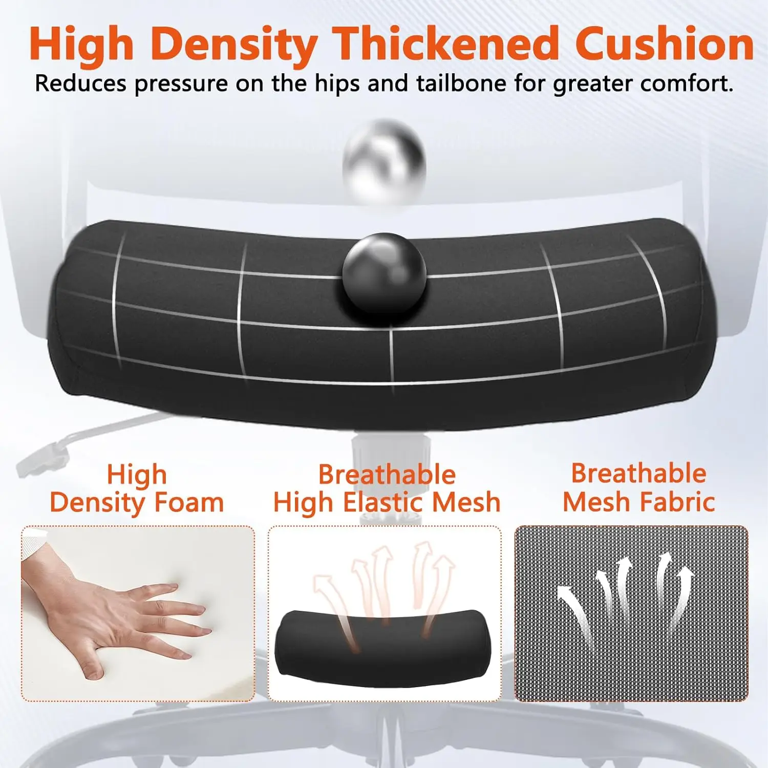 كرسي مكتب شبكي دوار مريح مع دعم قطني تنفيذي وتصميم دوار قابل للتعديل للكمبيوتر المكتبي المنزلي Bl #3