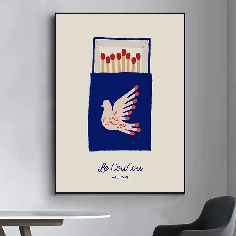 

Vintage Matchbox Poster Trendy Bar Cart Art Prints Canvas Painting Matchbox Poster Pictures Wall Decoration Sheets Home Decor