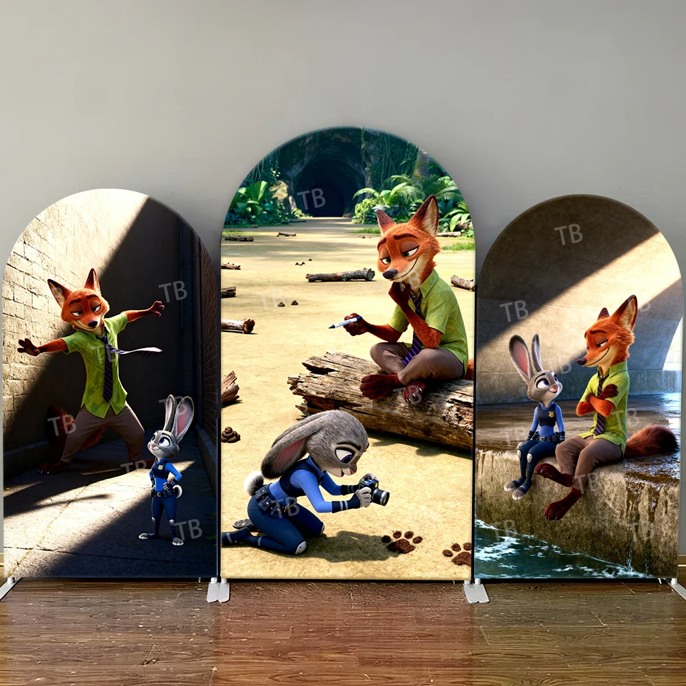 

Disney Zootopia Nick & Judy Adventure Investigation Scene Arch Backdrop Cover Decor Photo Booth Prop for Kids Party Celebrations