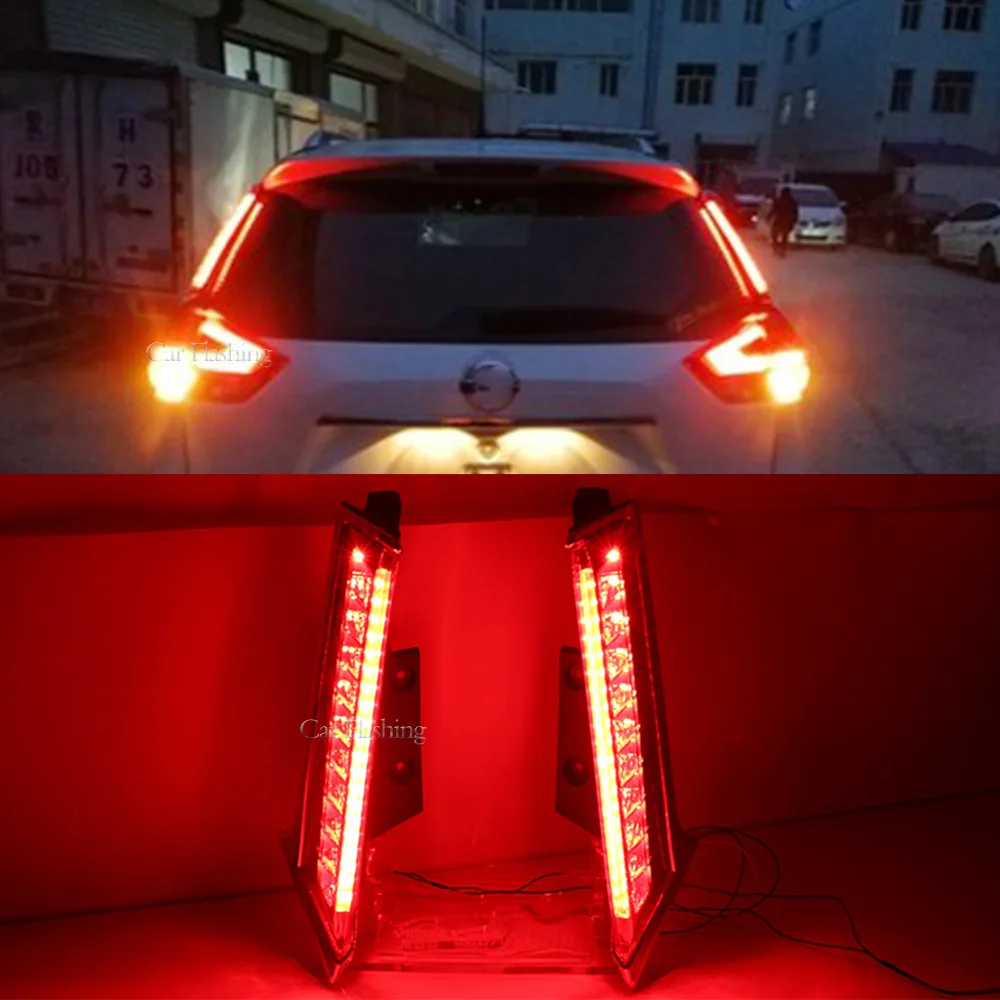 

For Nissan X-Trail 14-21 rear pillar lights, flowing turn signal lights, new Qijun LED brake rear bumper lights