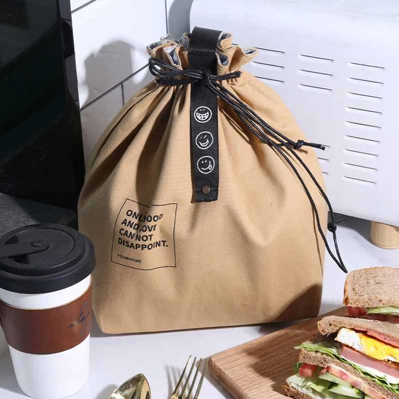 Leinwand Mittagessen Tasche Bento Box Handtasche Outdoor Tragbare Picknick Abendessen Container Schule Frisch Halten Lebensmittel Lagerung Tote Zubehör – Detail 5