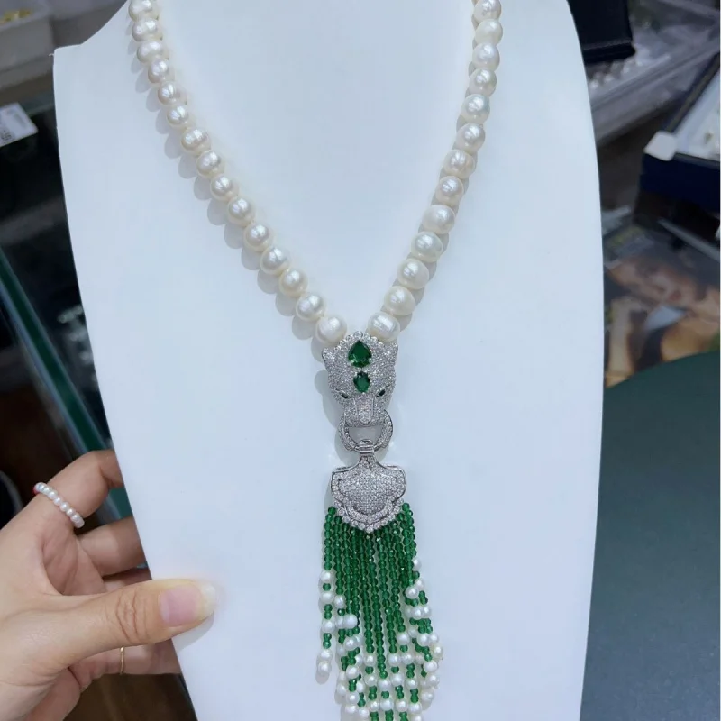 

Freshwater Pearl Sweater Chain Near Round Strong Light Micro Flash One Multi-Wear Detachable Multiple Colors Optional Jewelry 16