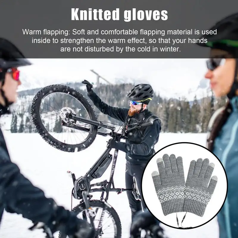 Knitted Heated Gloves Fast Heating Warming Gloves Touchscreen Gloves Full Finger Removable Washable Laptop Gloves Hand Warmers