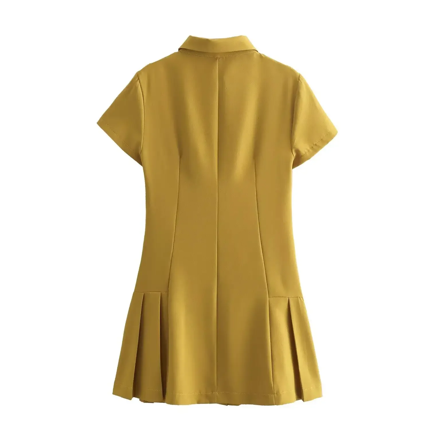 2025年ヨーロッパ夏新作レディースワンピースポロ襟通勤シャツショートAラインスカート