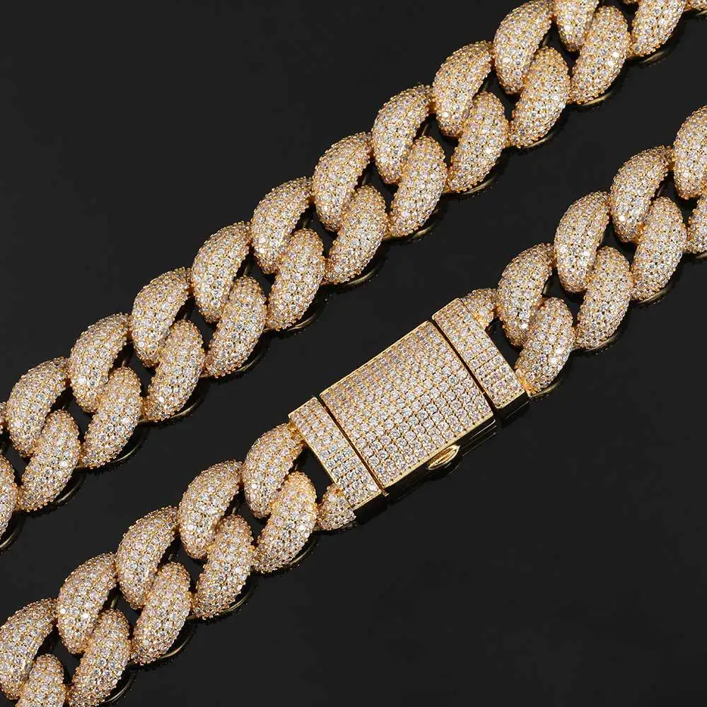Jewelry Custom .Hop Necklace Iced Out 18mm 925 Silver Vvs Moissanite Tennis Cuban Chain For Mens