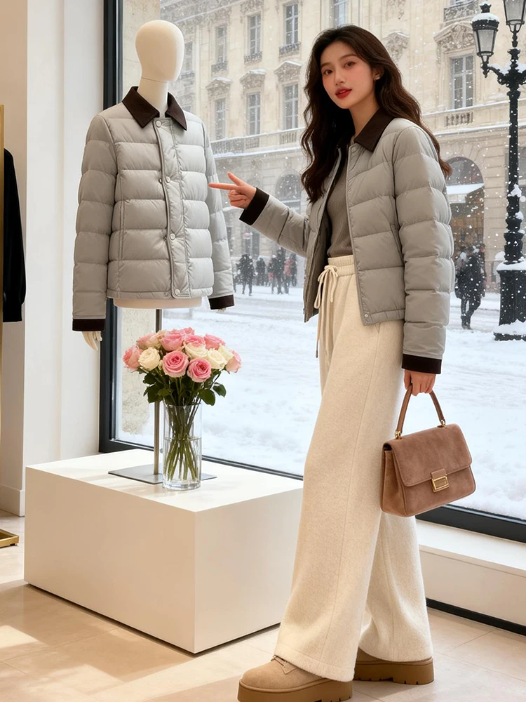 패셔너블한 퍼 안감 코튼 다운 재킷 여성용 겨울 신상 롱 슬리브 코튼 더플 코트 한국 스타일 루즈핏