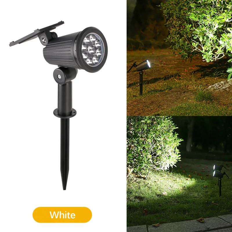 9-LED's zonne-spots, buiten waterdicht, spotlichten, helderheid instelbaar voor tuin achtertuin oprit patio decor