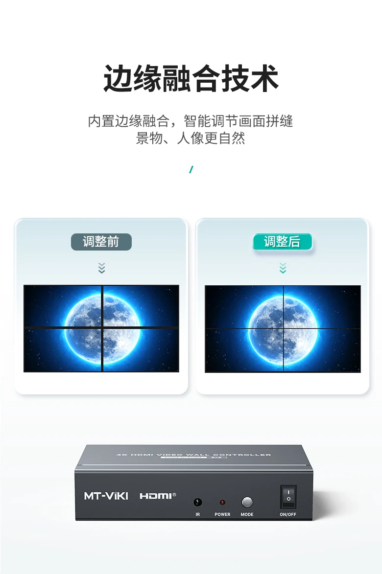 2025年 4K 60Hz HDMIスプリッター 1入力4出力 MT-VIKI スプリッター 1x4 (4つのテレビモニター用)、4ポートHDMIスプリッター 2x2 (電源アダプター付き)