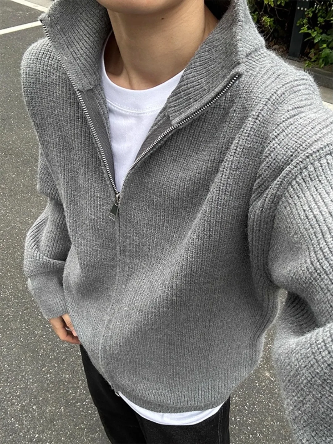 

ay Cleanfit Stand Collar Open Cardigan Sweater Men's Casual Lazy Sle Knitted irt High End Jaet Autumn Winter Youth
