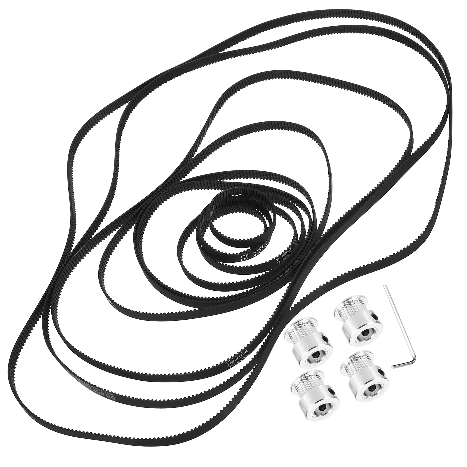 

11 Timing Belts GT2 6mm 110-852mm 4 Pulleys M2 Wrench 3D Printer Parts Rubber Synchronous Cable Buckle Aluminum Drive