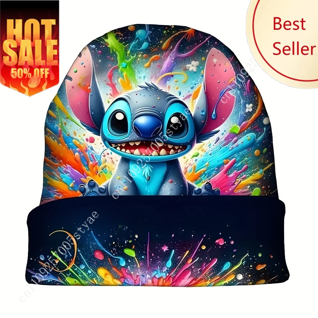 

Disney Stitch Lilo Casual Beanie Hat Boy Girl Knitted Hat Soft Ski Cap Warm Hip Hop Caps Children Outdoor Knit Beanies for Teen