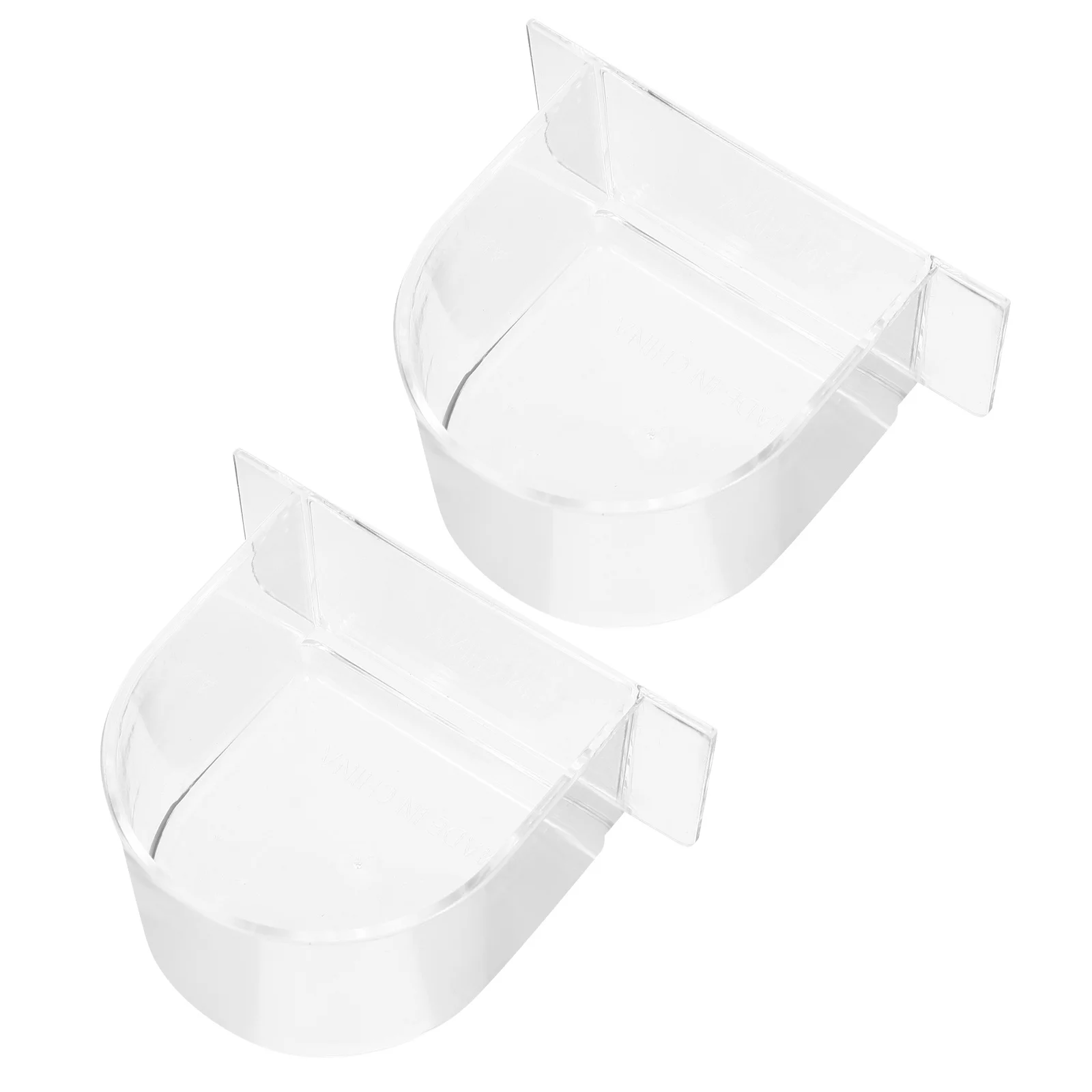 

2pcs Transparent Food Bowl Plastic Feeding Container For Parrot Pigeon Cage, Cage Food Box, Small Bird Feeder Dish, Pet Bird