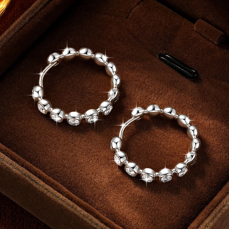 Rrjzz 2,5 mm Full Moissanite Sweet Bubble Creolen für Damen, GRA D-Color, im Labor hergestellte Diamantohrringe, Hochzeitsschmuck, Geschenke – Detail 10