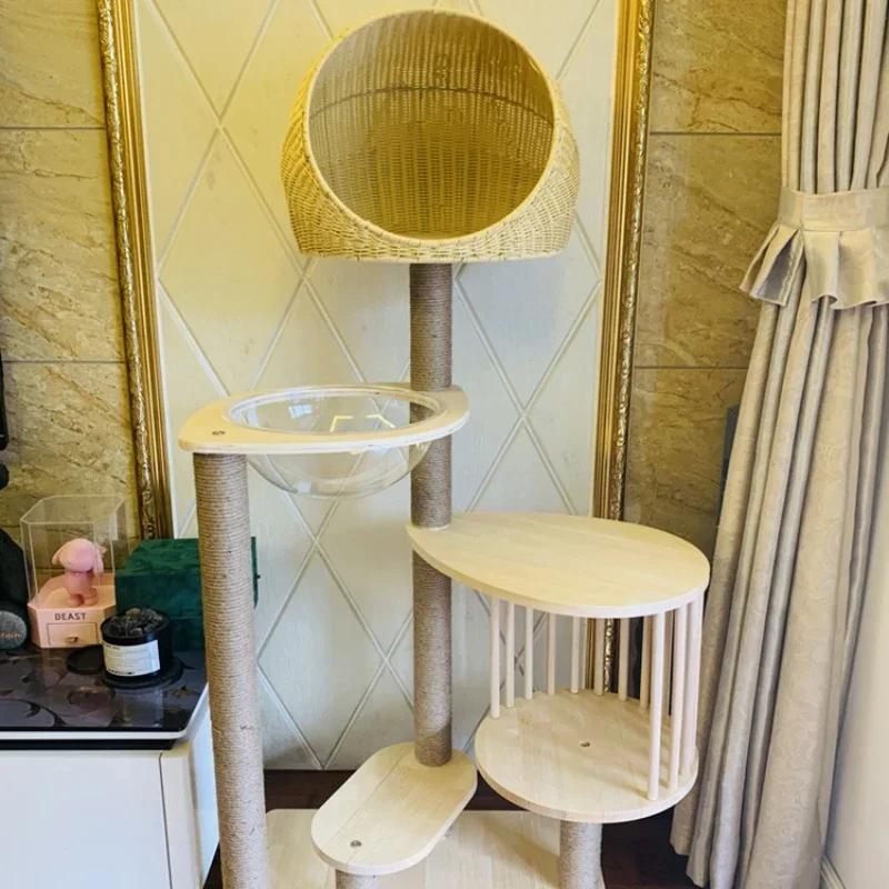 Climbing frame rattan cat nest cat tree integrated space capsule multi-storey villa does not occupy sisal column