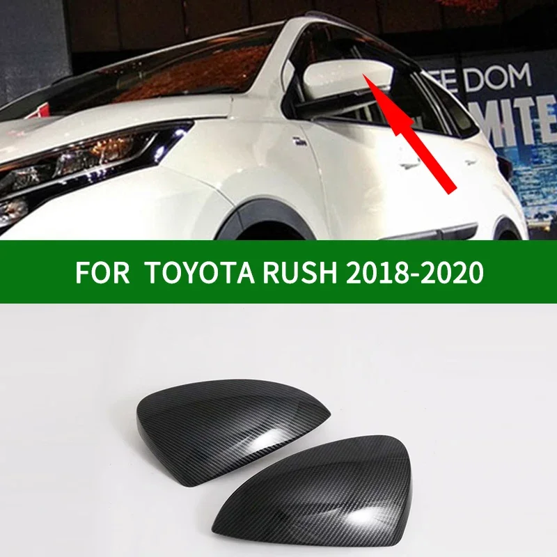 

For ALL-NEW Toyota RUSH 2018-2020 car Rearview mirror cover trim, black carbon fibre / chrome Side Turn Signal Mirror Covers
