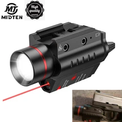 MidTen Red Laser Light Combo Strobe Flashlight 200 Lumens for Pistol, Picatinny Shotgun w/ 2X CR123A Batteries